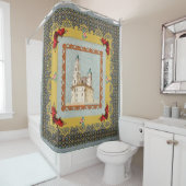  collage Retro met kant en bloemen Douchegordijn (In situ)