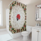  collage Retro met kant en bloemen Douchegordijn (In situ)