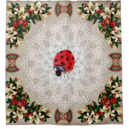  collage Retro met kant en bloemen Douchegordijn