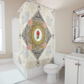  collage Retro met kant en bloemen Douchegordijn (In situ)