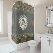  collage Retro met kant en bloemen Douchegordijn (In situ)