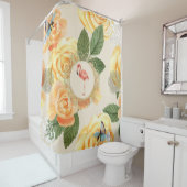 collage Retro met kant en bloemen Douchegordijn (In situ)