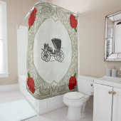  collage Retro met kant en bloemen Douchegordijn (In situ)