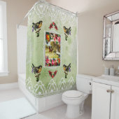  collage Retro met kant en bloemen Douchegordijn (In situ)