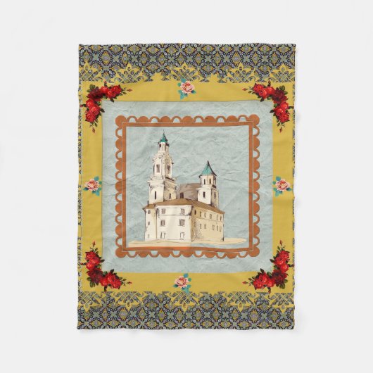  collage Retro met kant en bloemen Fleece Deken (Voorkant)