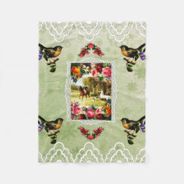 collage Retro met kant en bloemen Fleece Deken