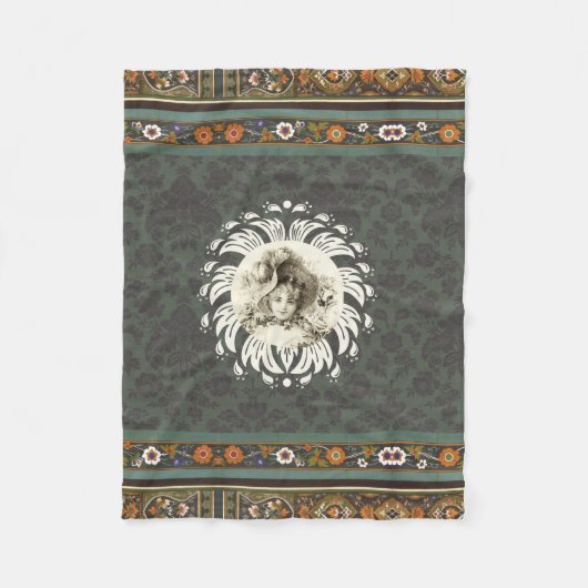  collage Retro met kant en bloemen Fleece Deken (Voorkant)