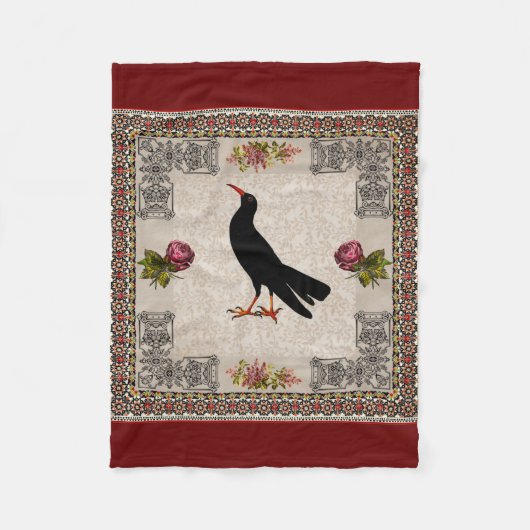 collage Retro met kant en bloemen Fleece Deken (Voorkant)