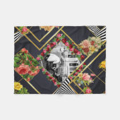  collage Retro met kant en bloemen Fleece Deken (Voorkant (Horizontaal))