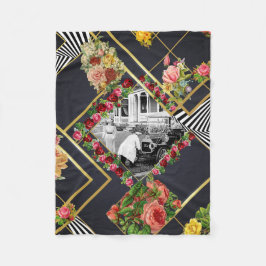  collage Retro met kant en bloemen Fleece Deken