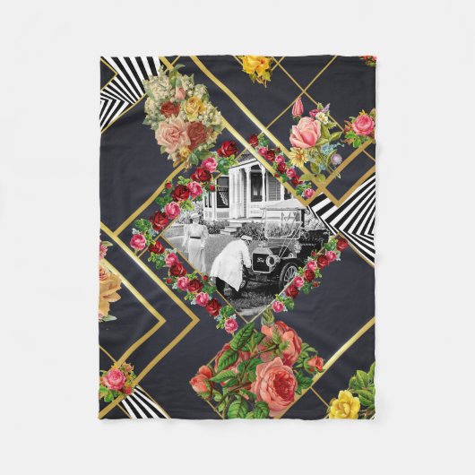  collage Retro met kant en bloemen Fleece Deken (Voorkant)