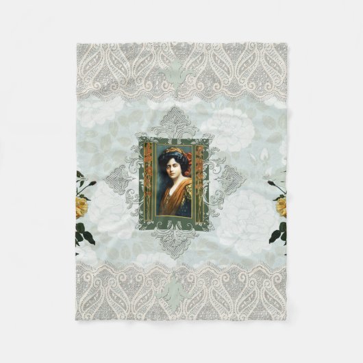 collage Retro met kant en bloemen Fleece Deken (Voorkant)
