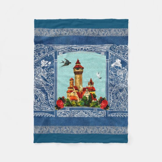  collage Retro met kant en bloemen Fleece Deken (Voorkant)