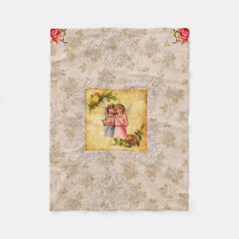 collage Retro met kant en bloemen Fleece Deken