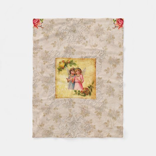  collage Retro met kant en bloemen Fleece Deken (Voorkant)