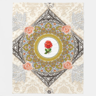  collage Retro met kant en bloemen Fleece Deken