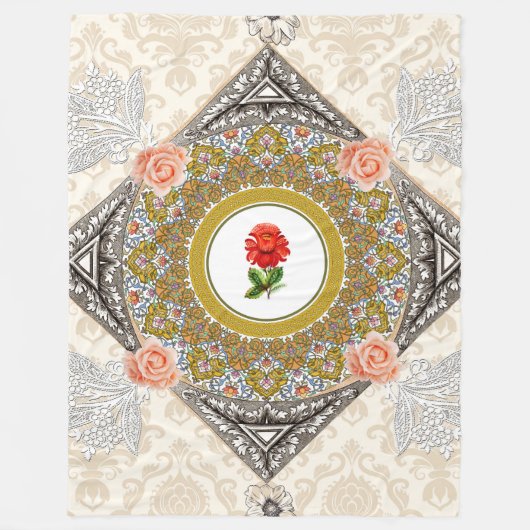  collage Retro met kant en bloemen Fleece Deken (Voorkant)
