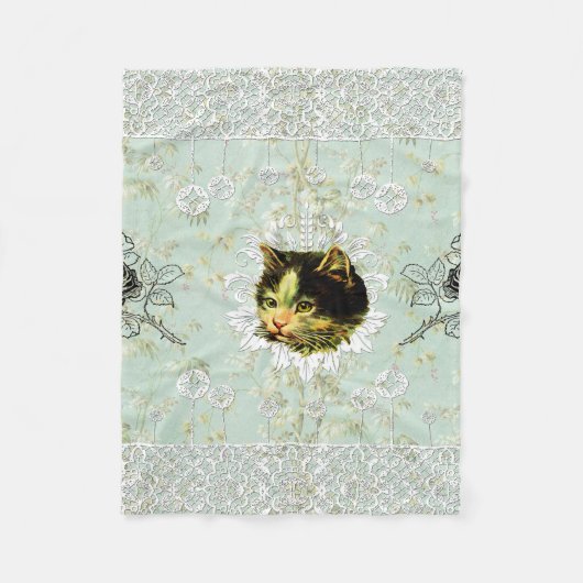  collage Retro met kant en bloemen Fleece Deken (Voorkant)