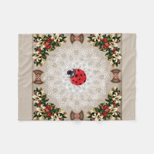  collage Retro met kant en bloemen Fleece Deken (Voorkant (Horizontaal))