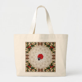  collage Retro met kant en bloemen Grote Tote Bag