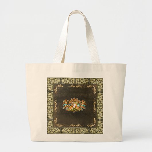  collage Retro met kant en bloemen Grote Tote Bag (Voorkant)
