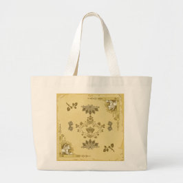  collage Retro met kant en bloemen Grote Tote Bag