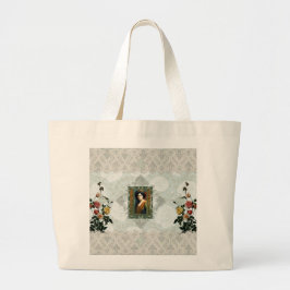  collage Retro met kant en bloemen Grote Tote Bag