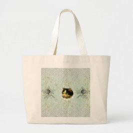  collage Retro met kant en bloemen Grote Tote Bag