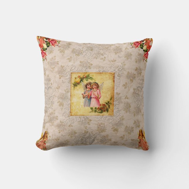  collage Retro met kant en bloemen Kussen (Voorkant)