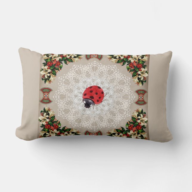  collage Retro met kant en bloemen Kussen (Voorkant)