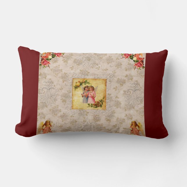  collage Retro met kant en bloemen Kussen (Voorkant)