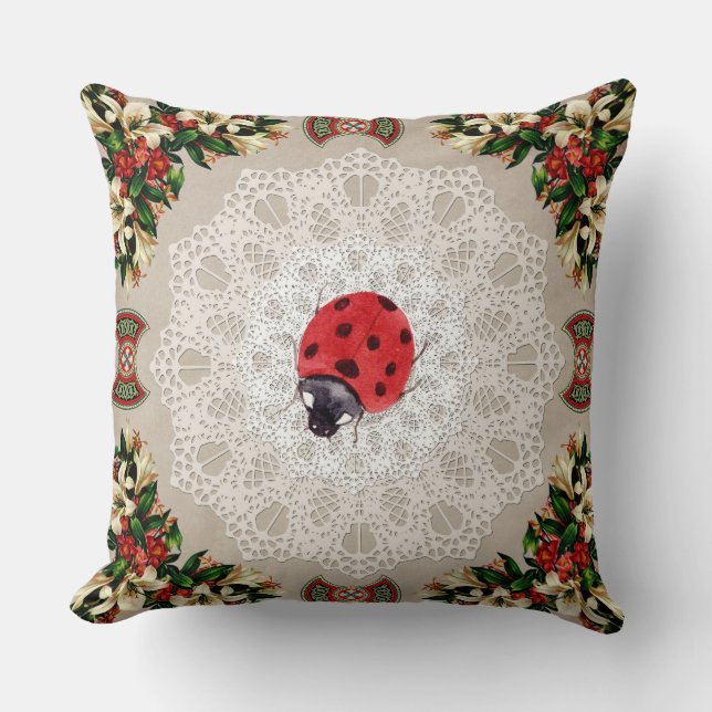  collage Retro met kant en bloemen Kussen (Voorkant)