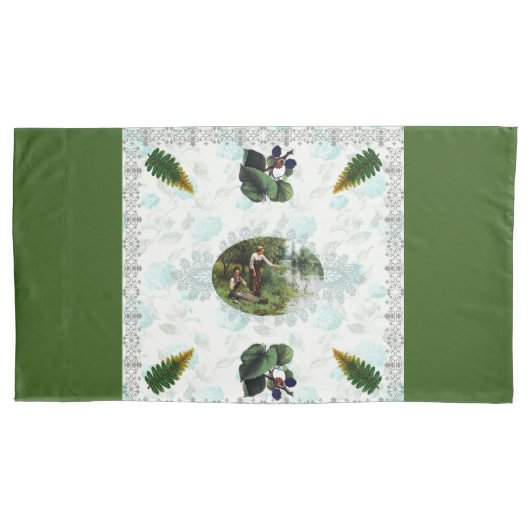  collage Retro met kant en bloemen Kussensloop (Voorkant)