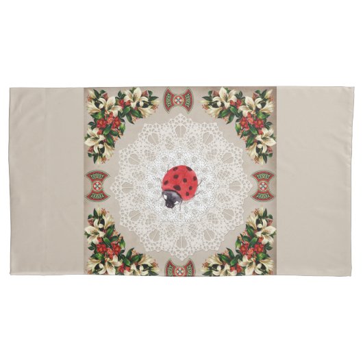  collage Retro met kant en bloemen Kussensloop (Voorkant)