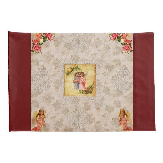  collage Retro met kant en bloemen Kussensloop (Achterkant-Rechts)