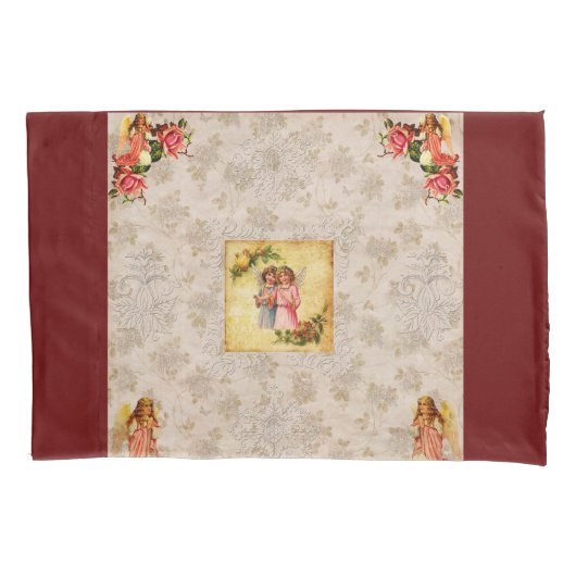  collage Retro met kant en bloemen Kussensloop (Voorkant-Links)