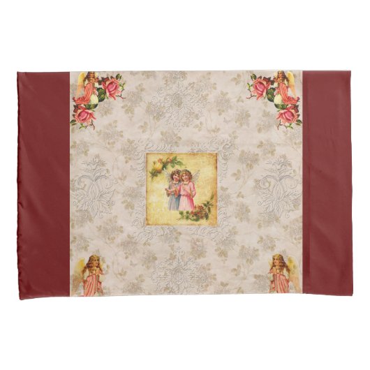 collage Retro met kant en bloemen Kussensloop (Voorkant-Rechts)