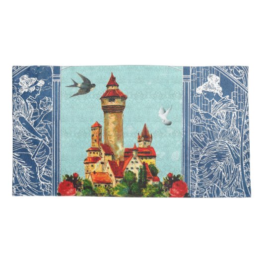  collage Retro met kant en bloemen Kussensloop (Achterkant)