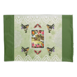 collage Retro met kant en bloemen Kussensloop