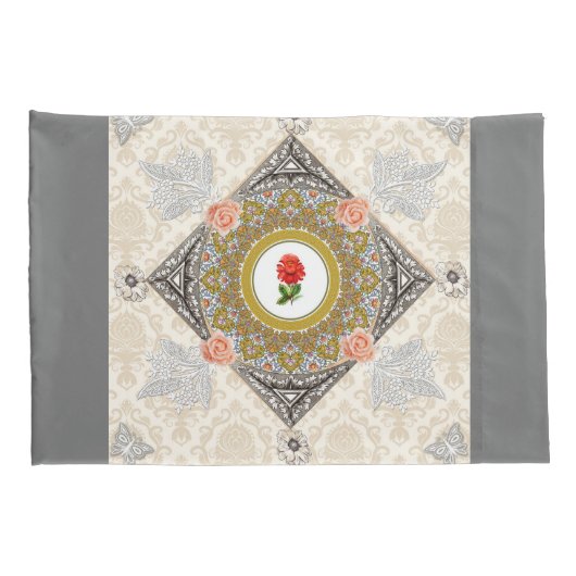  collage Retro met kant en bloemen Kussensloop (Achterkant-Rechts)