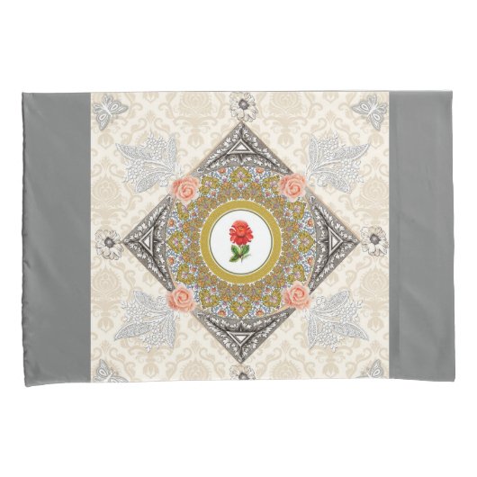  collage Retro met kant en bloemen Kussensloop (Voorkant-Rechts)