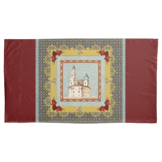  collage Retro met kant en bloemen Kussensloop (Voorkant-Links)