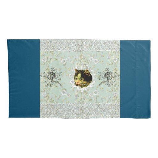 collage Retro met kant en bloemen Kussensloop (Achterkant-Rechts)