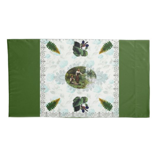  collage Retro met kant en bloemen Kussensloop (Achterkant-Rechts)