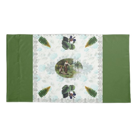  collage Retro met kant en bloemen Kussensloop (Achterkant-Links)