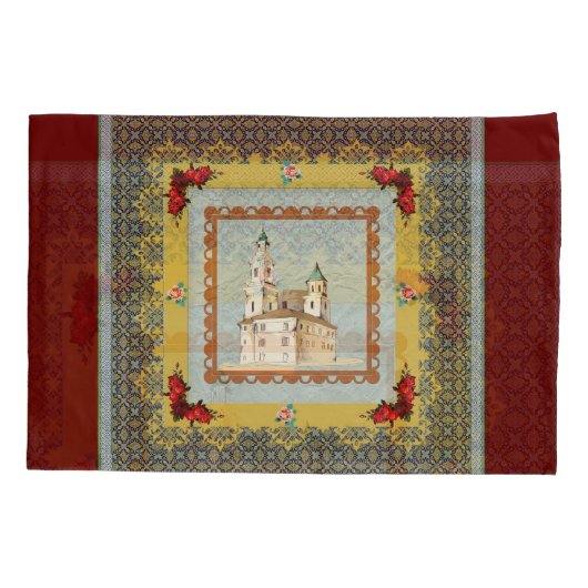 collage Retro met kant en bloemen Kussensloop (Achterkant-Links)