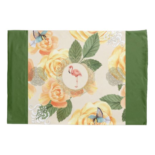  collage Retro met kant en bloemen Kussensloop (Achterkant-Links)