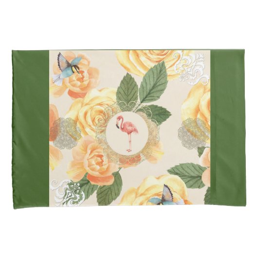  collage Retro met kant en bloemen Kussensloop (Voorkant-Rechts)