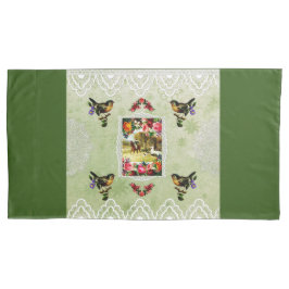 collage Retro met kant en bloemen Kussensloop