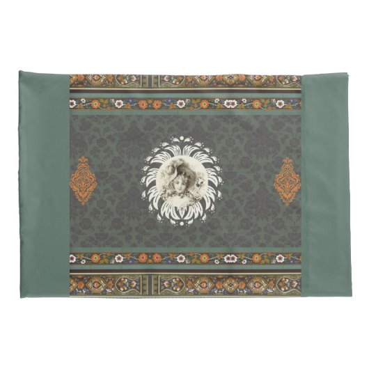 collage Retro met kant en bloemen Kussensloop (Achterkant-Rechts)